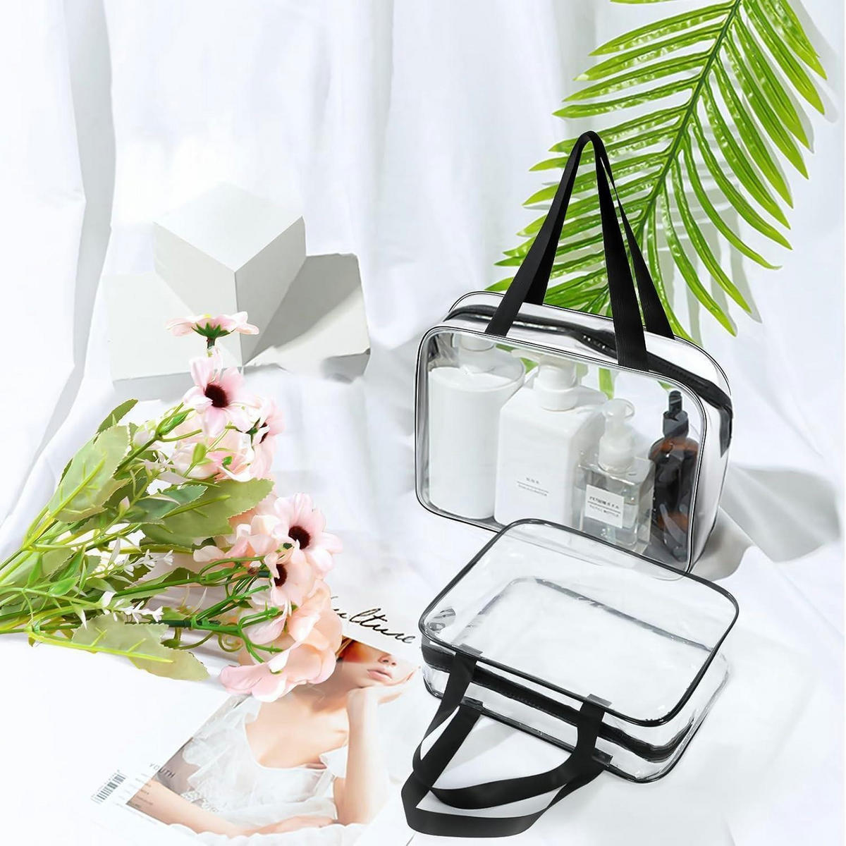 KULTURTASCHE 2-teiliges Set Transparent - Transparent, Kunststoff (18/2/26cm)