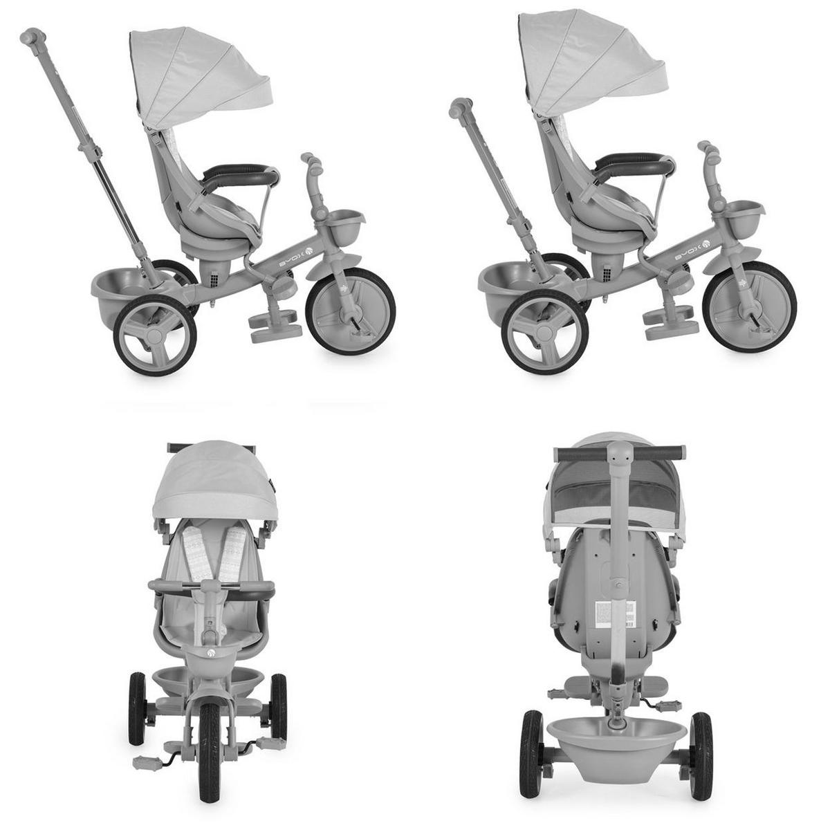 DREIRAD Fusion grau verstellbar PU-Reifen drehbarer Sitz Schiebestange - Grau, Metall (90/49/94cm)