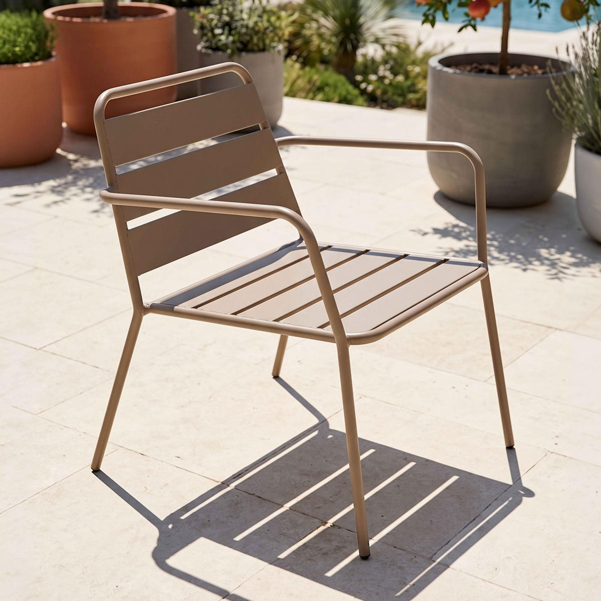 GARTENSTUHL taupefarben, Metall - Taupe, Metall (65/76/70cm) - Oviala