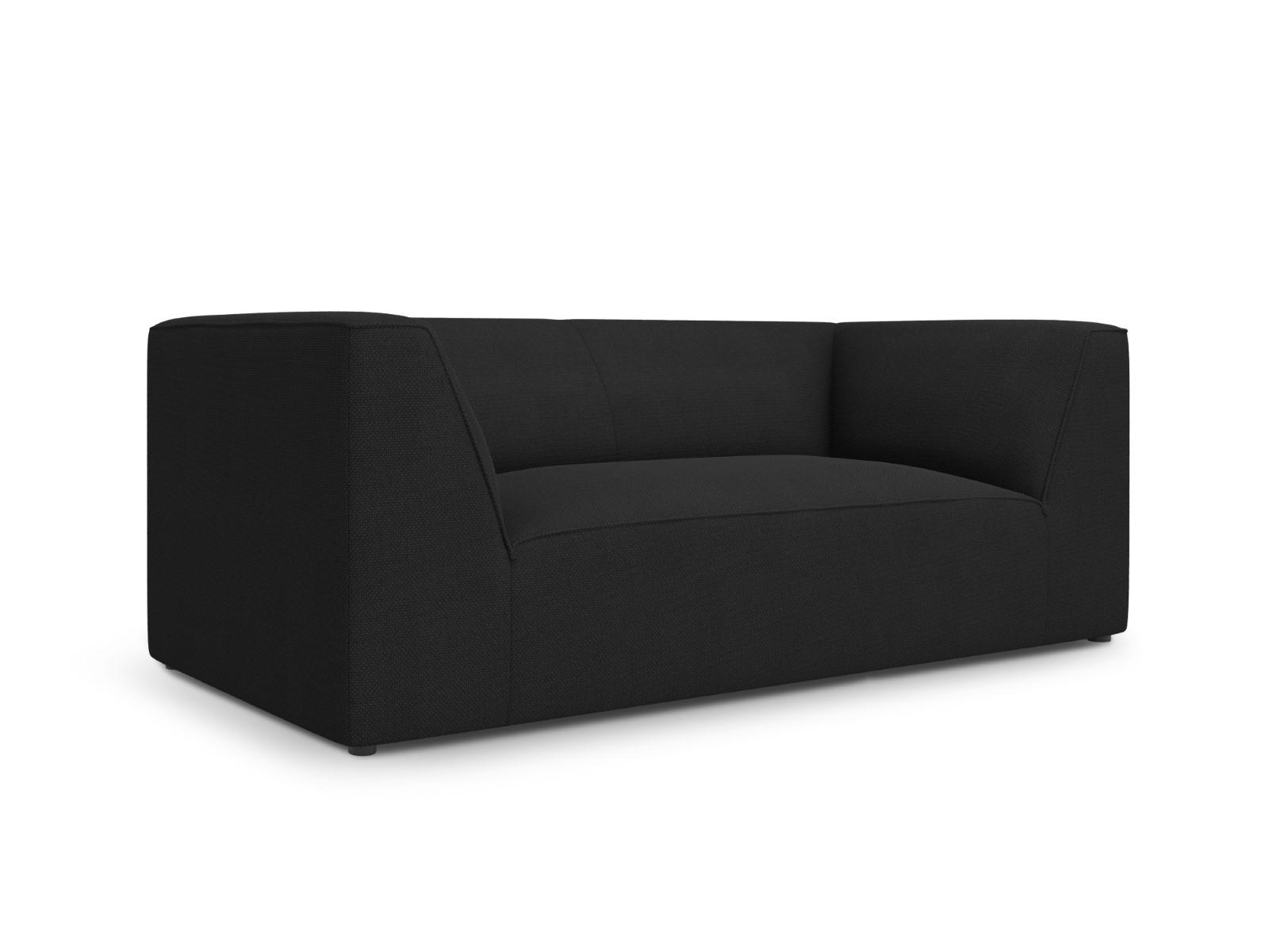 SOFA Ruby aus strukturiertem Stoff schwarz 2 Sitzplätze - Schwarz, Textil (174/69/93cm) - Micadoni