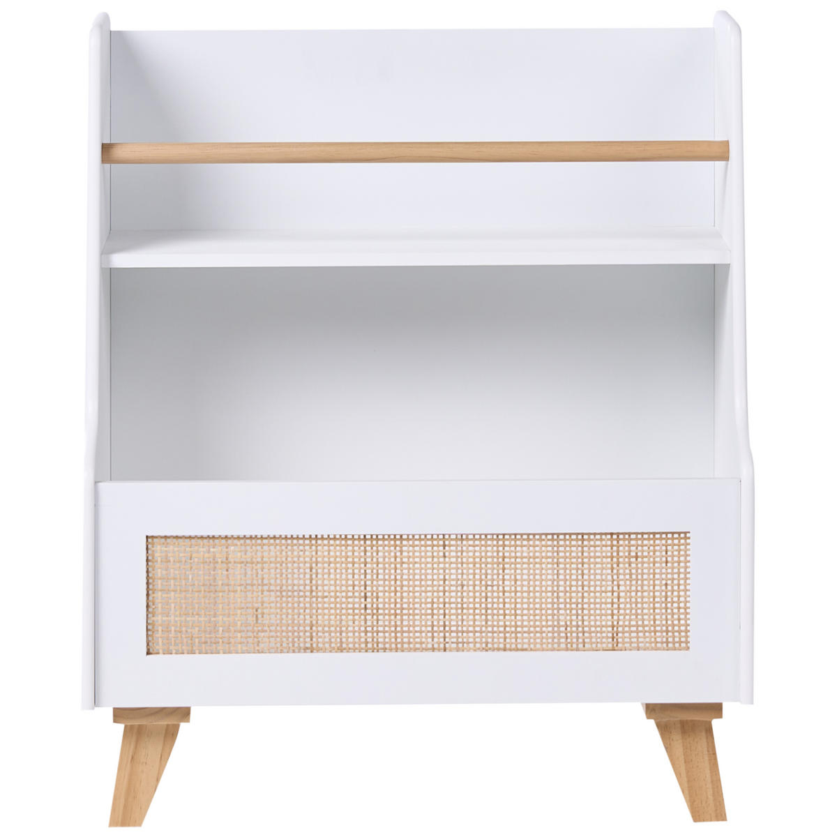 KNIHOVNA s 2 policemi 72 cm Bílá Jackit - světle hnědá, kompozitní dřevo (60/72/30cm) - Beliani