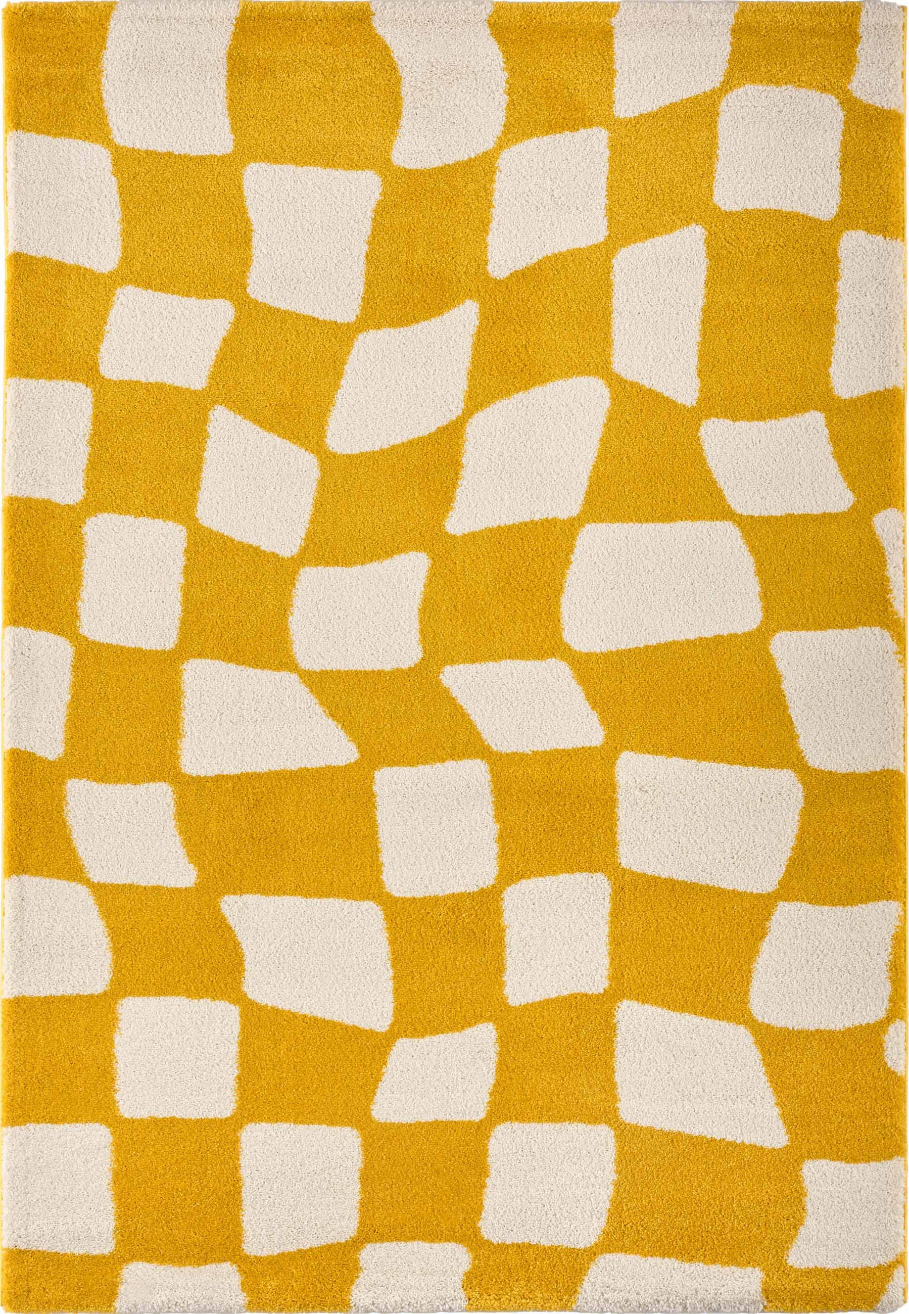 TEPPICH vintage karos gelb Groovy 80x140 cm - Gelb, Textil (80/140cm) - Nazar Rugs