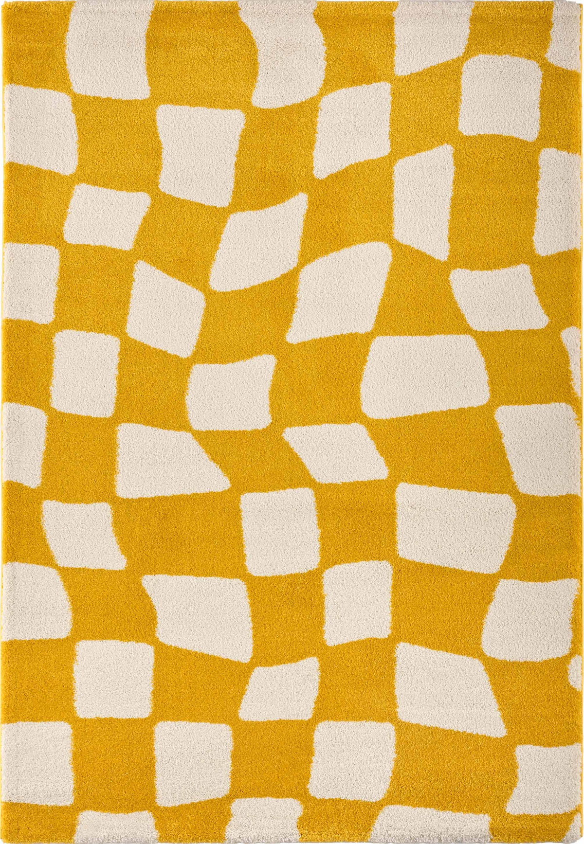TEPPICH vintage karos gelb Groovy 80x140 cm - Gelb, Textil (80/140cm) - Nazar Rugs