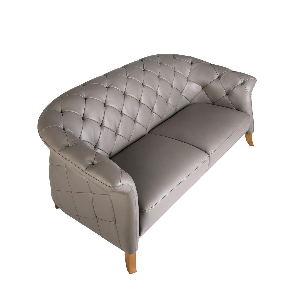 CHESTERFIELD-SOFA Klassisch Grau Honig 207/104/82 cm - Grau/Honig, Leder (207/82/104cm) - ANGEL CERDA