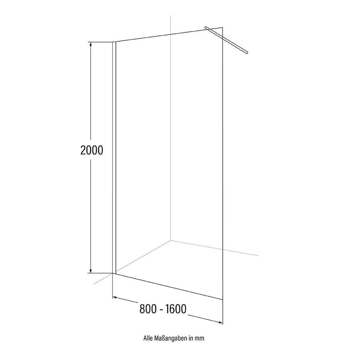 DUSCHABTRENNUNG ESG-Glas BAKI - 140 x 200 cm Schwarz - Schwarz, Glas/Metall (140/200cm) - Home Deluxe