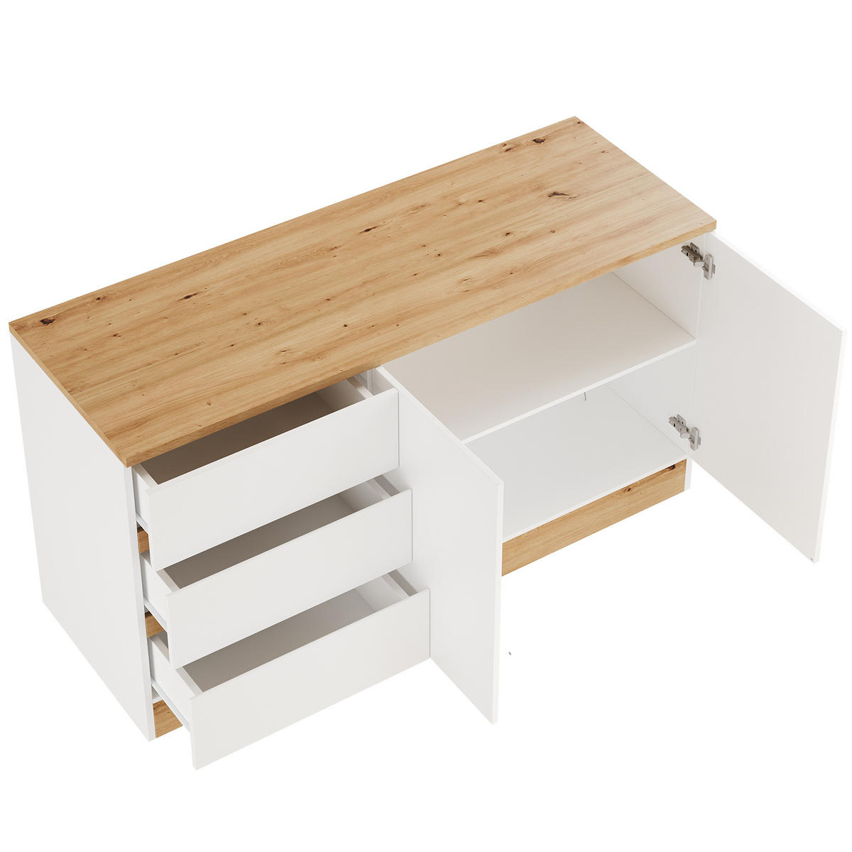 SCHREIBTISCH Klappbar mit Rollen Drehbar Weiß Eiche Modern - Multicolor, Holzwerkstoff (50/120/78cm) - FLIEKS