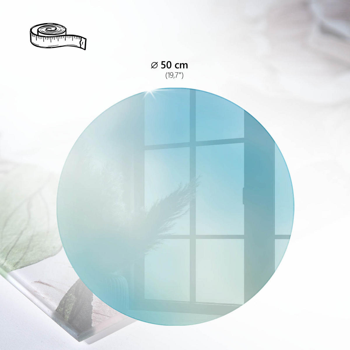 TISCHPLATTE fi50 cm – Himmel der Sinne - Blau, Glas (50/50/0.4cm) - Wallfluent