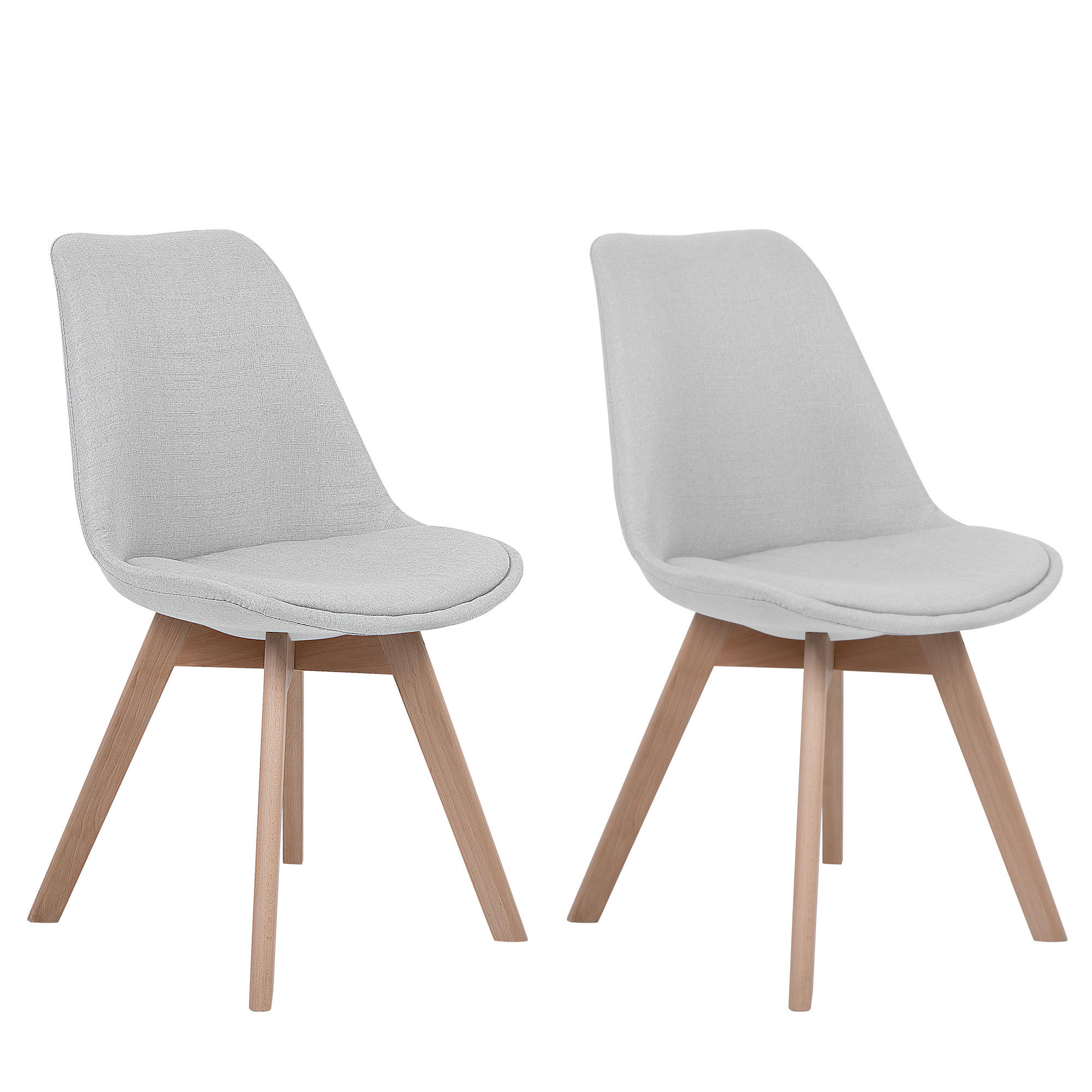 ESSZIMMERSTUHL 2er-Set Polsterbezug Hellgrau Dakota - Grau, Holz/Textil (47/84/43cm) - Beliani
