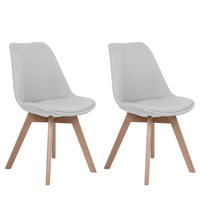 ESSZIMMERSTUHL 2er-Set Polsterbezug Hellgrau Dakota - Grau, Holz/Textil (47/84/43cm) - Beliani