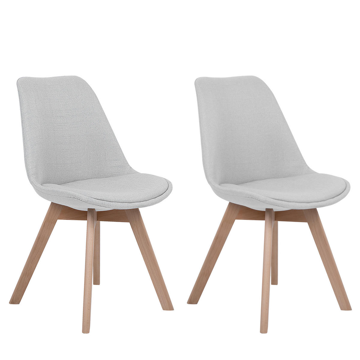 ESSZIMMERSTUHL 2er-Set Polsterbezug Hellgrau Dakota - Grau, Holz/Textil (47/84/43cm) - Beliani