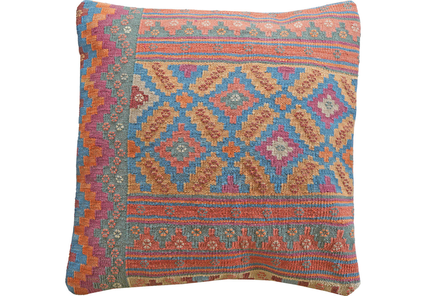 KELIM-KISSEN Mehrfarbig 65/65 cm Schurwolle - Multicolor, Textil (65/65cm) - Looma