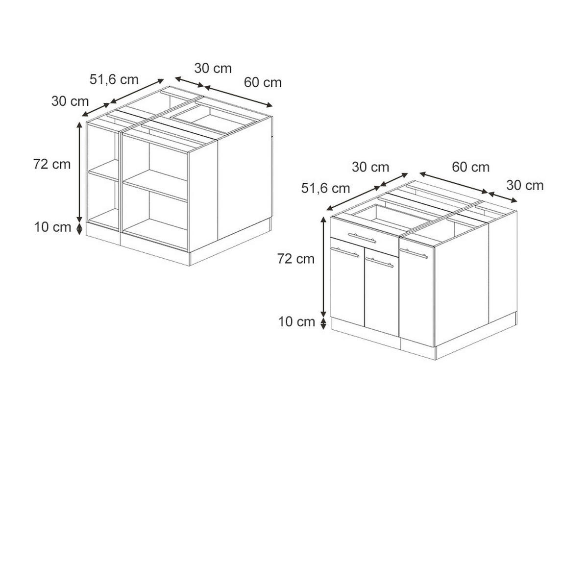 KUCHYŇSKÝ OSTROV Fame-Line Antracitový vysoký lesk - antracitová/vysoce lesklá černá, kompozitní dřevo (90/82/60cm) - Vicco