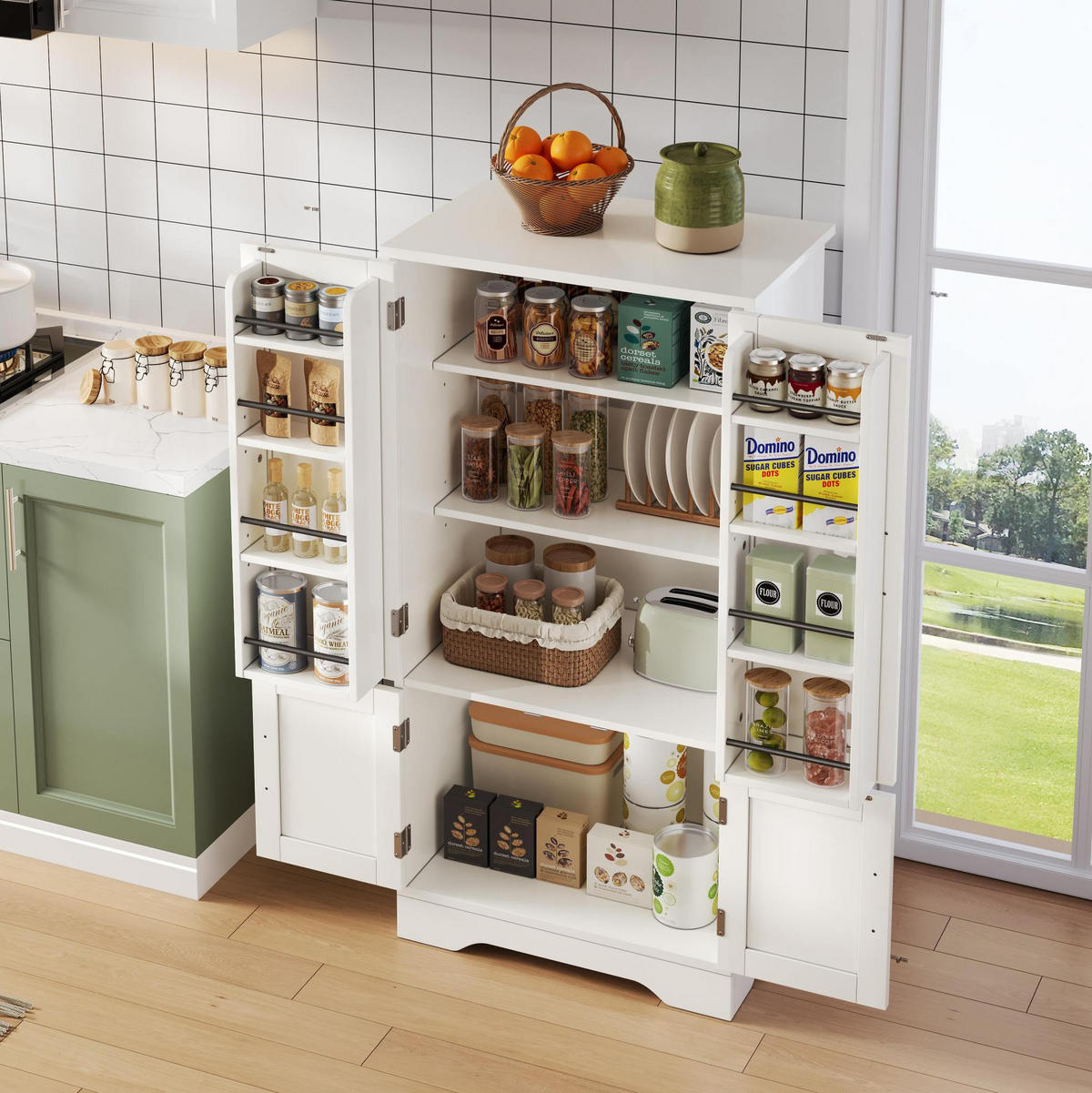 BUFFET 120/60/40 cm Weiß aus MDF mit LED-Sensorlicht - Weiß, Holzwerkstoff (40/120/60cm) - OKMYHOME