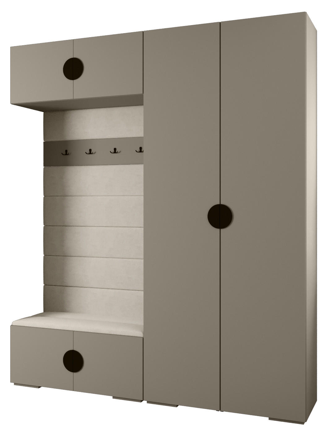 Abiks Möbel Garderoben-Set Kaschmir, Beige, Schwarz 200x236.7x47 cm