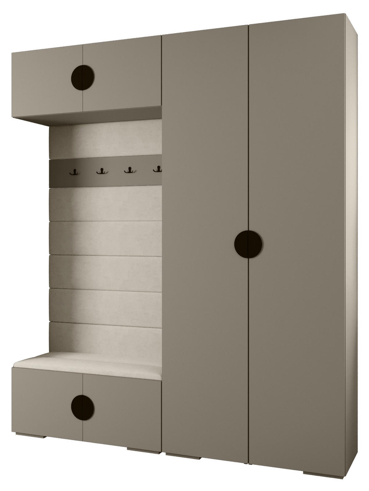 GARDEROBEN-SET 236,7/200/47 - Kaschmir/Schwarz, Holz/Kunststoff (200/236.7/47cm) - Abiks Möbel