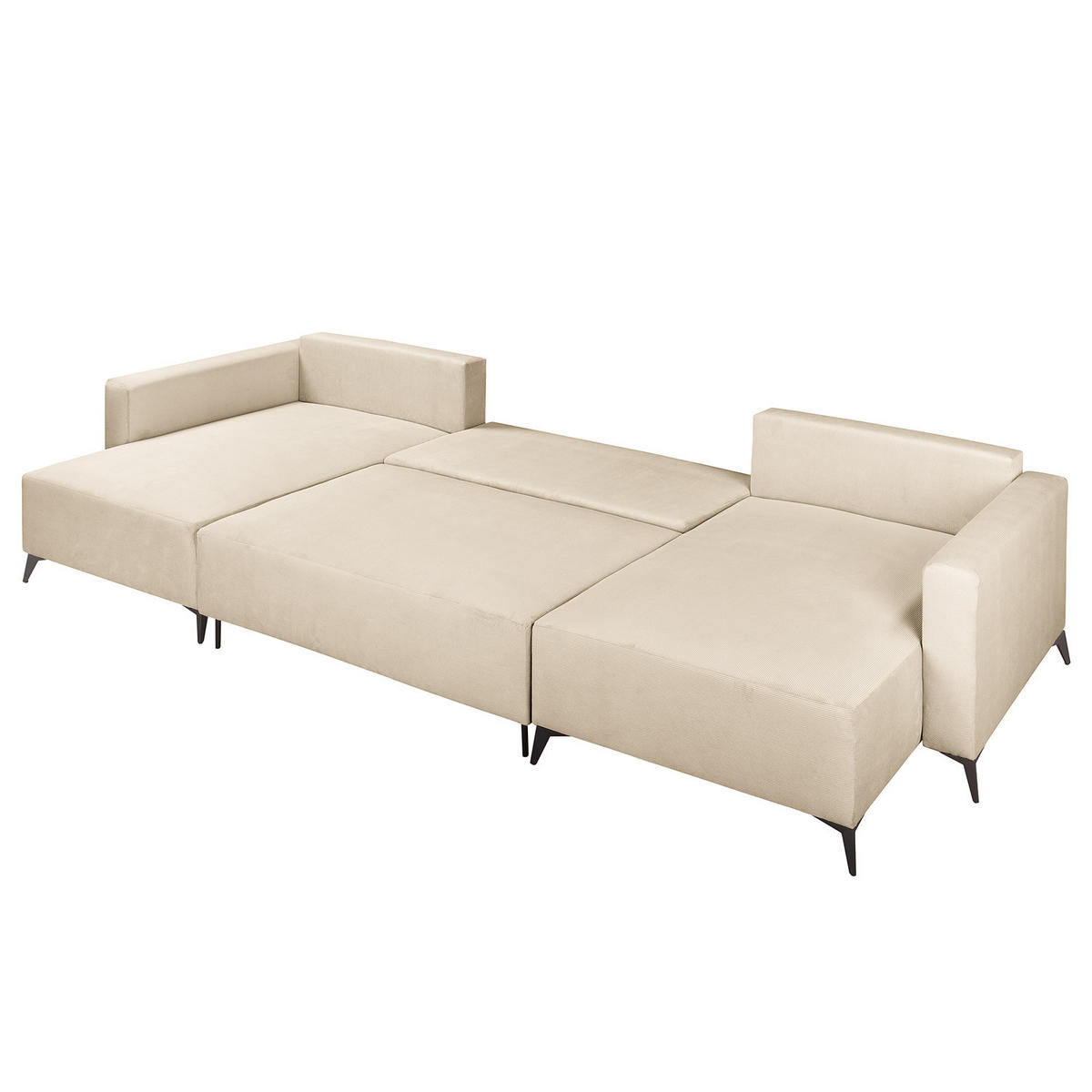 WOHNLANDSCHAFT - Beige/Schwarz, Textil (382/81/148cm) - home24