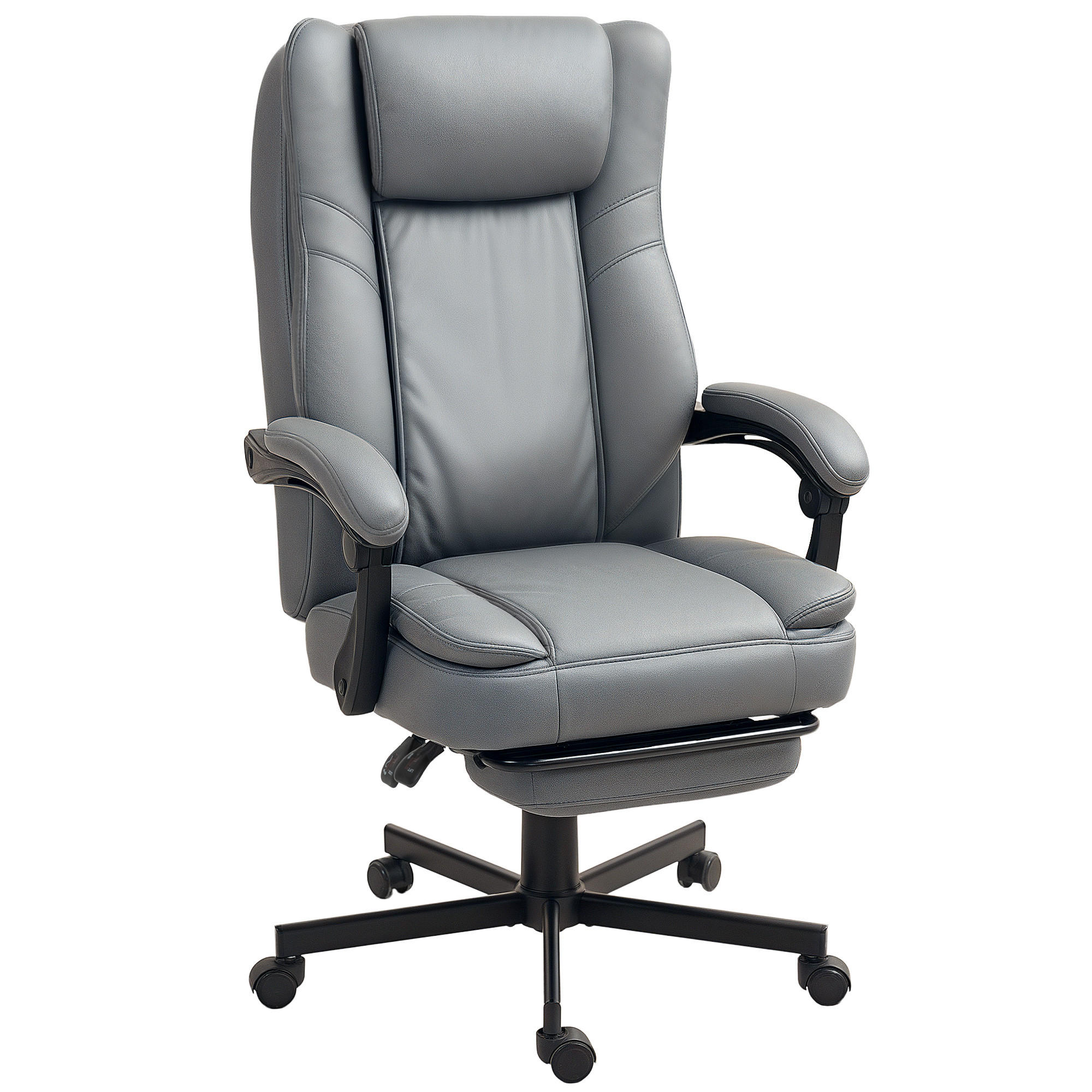 BÜROSTUHL mit Massagefunktion, Ergonomischer Schreibtischstuhl mit Liegefunktion - Grau, Kunststoff (64/120/69cm) - HOMCOM