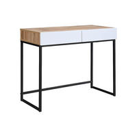 KONSOLENSCHREIBTISCH mit 2 Schubladen - Weiß & Holzfarben - CEVANIA - Naturfarben, Holz (90/42/75cm) - Vente-Unique
