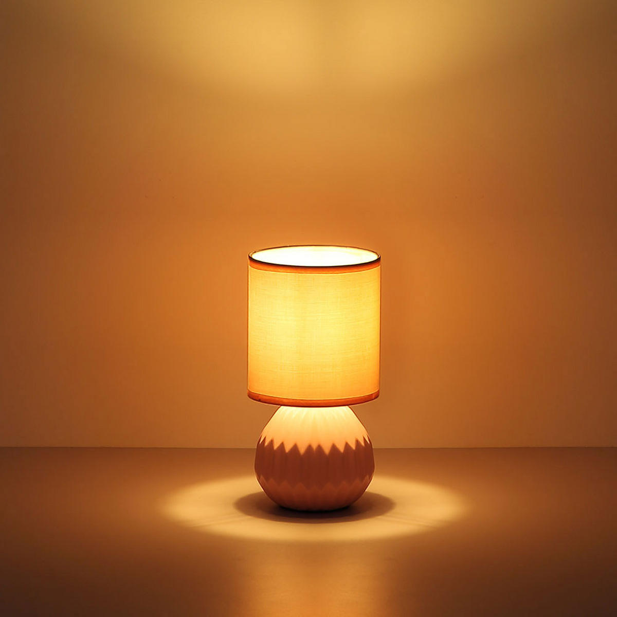 TISCHLEUCHTE Keramik Rosa Textil 2er Set - Rosa, Keramik (12/12/23cm) - Globo Lighting