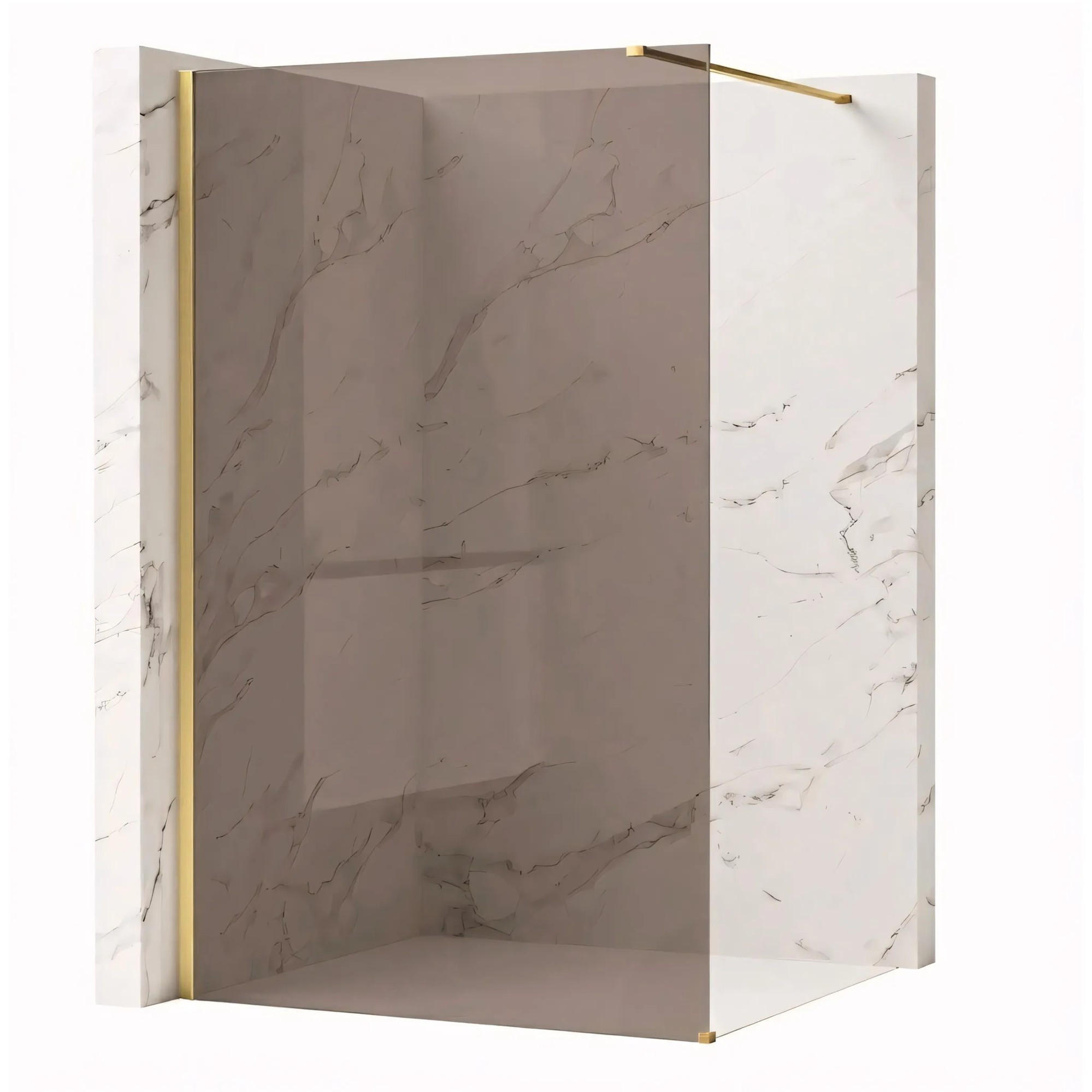 DUSCHWAND Rea Flexi Brown / Brush Gold 80 - Goldfarben, Glas (120/80/195cm) - REA