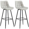 BARHOCKER 2er Set Samt grau - Schwarz/Grau, Textil/Metall (47/106/52cm) - CLP