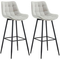 BARHOCKER 2er Set Samt grau - Schwarz/Grau, Textil/Metall (47/106/52cm) - CLP