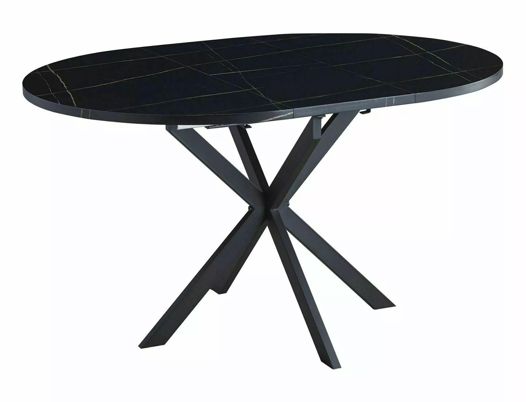 ESSTISCH Gaston Schwarz Marmor / Schwarz 100-135 / 100 / 75cm - Schwarz, Holz/Holzwerkstoff (100/100/75cm) - Feldmann-Wohnen