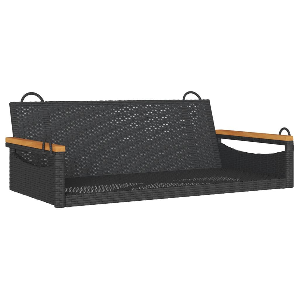 HÄNGEBANK Schwarz 109/62/40 Cm Poly Rattan - Schwarz, Kunststoff (62/40/109cm) - vidaXL