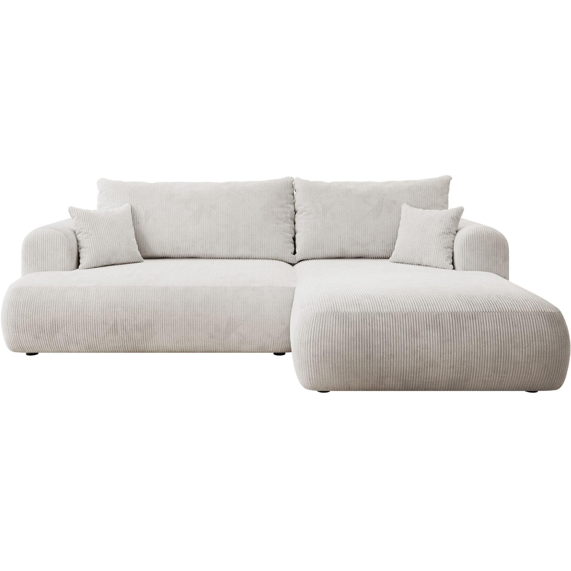 ECKSOFA Ovo Cord mit Cordbezug Weiß, rechts - Schwarz/Weiß, Textil (260/165cm) - Selsey