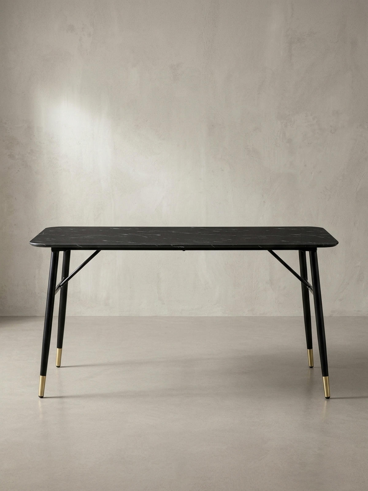 ESSTISCH Marmoroptik Metall Rechteckig Modern Klein, Schwarz 180x90x76 cm - Goldfarben/Schwarz, Holzwerkstoff/Metall (90/180/76cm) - KADIMA DESIGN