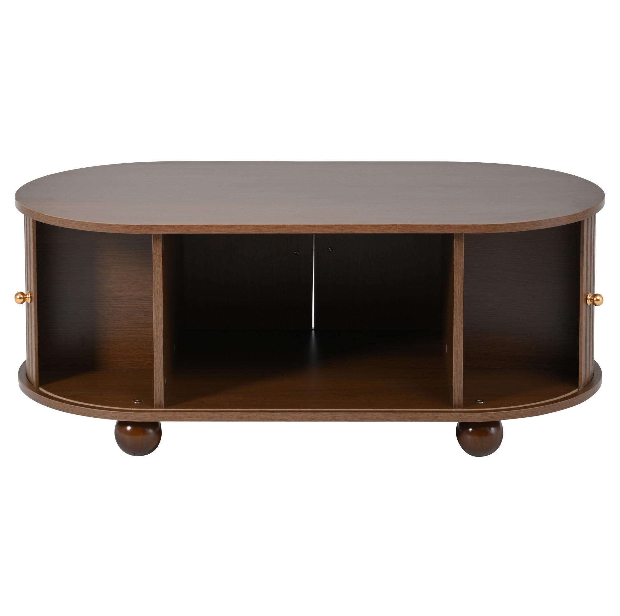 OKWISH KONFERENČNÍ stolek 100/50/40 cm ořechový z MDF s posuvnými dvířky a úložným prostorem