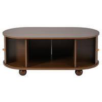 COUCHTISCH 100/50/40 cm walnussfarben aus MDF mit Schiebetüren und Stauraum - Walnussfarben, Holzwerkstoff (100/50/40cm) - OKWISH