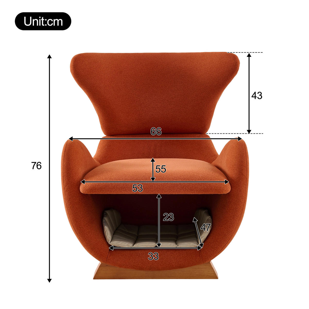 LOUNGESSESSEL Walhai Design Haustier Einzelsofa - Terracotta, Textil (66/76/66cm) - FLIEKS