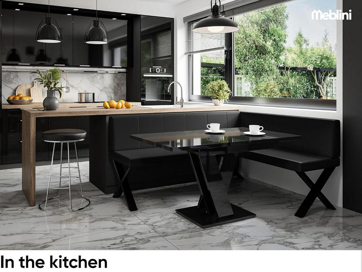 ECKBANK PETER_X - Schwarz, Leder (128/168cm) - Meblini