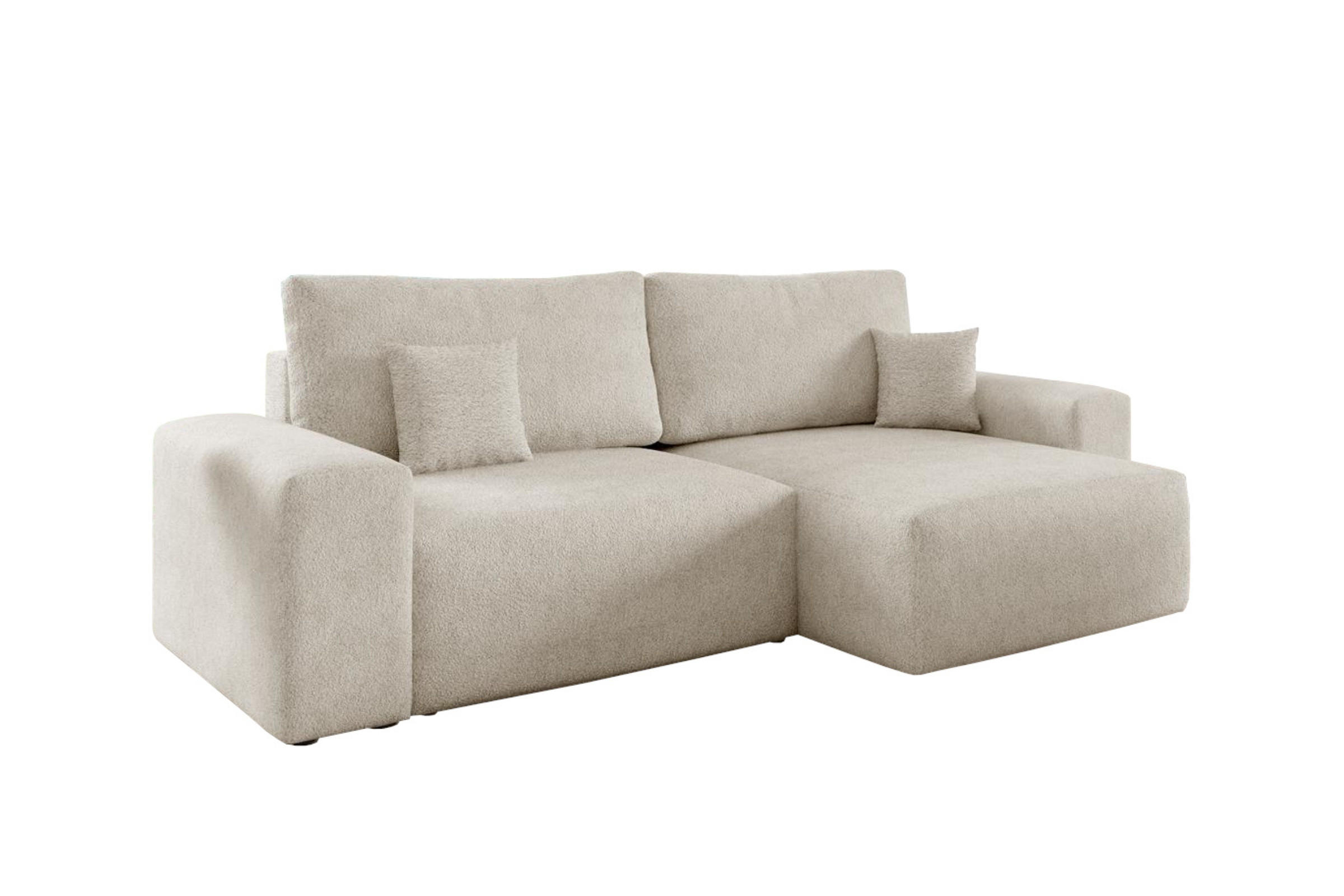 ECKSOFA MILKY 255/148 in Bouclé Creme rechts - Creme, Holz/Holzwerkstoff (255/148cm) - Deine Möbel 24