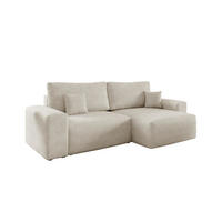 ECKSOFA MILKY 255/148 in Bouclé Creme rechts - Creme, Holz/Holzwerkstoff (255/148cm) - Deine Möbel 24