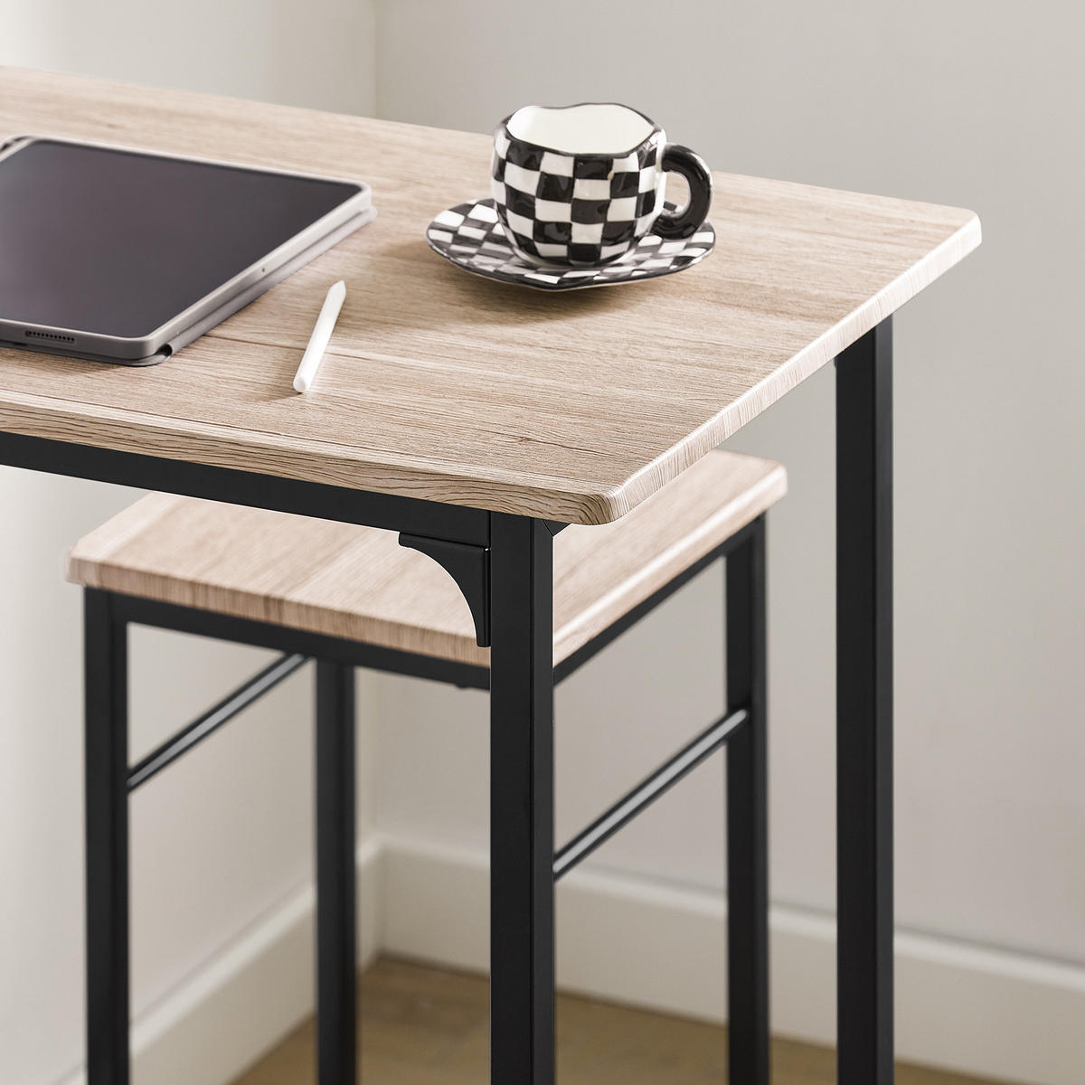 BARTISCH + 2 x BARHOCKER - Naturfarben, Holzwerkstoff (80/88/50cm) - SoBuy