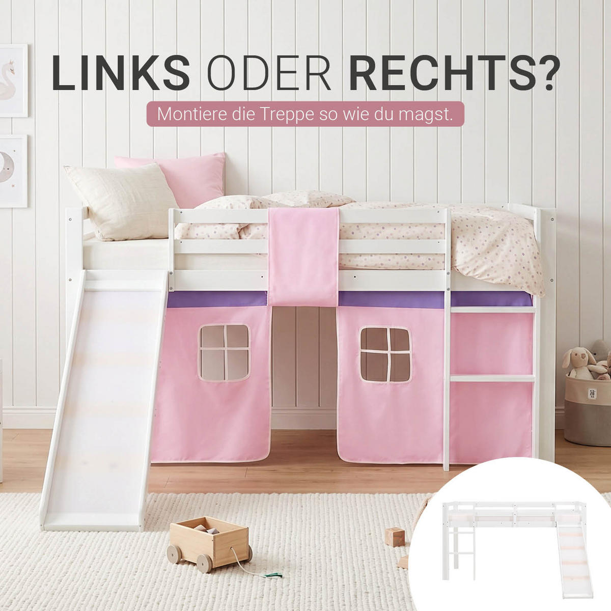 HOCHBETT 90/200 cm mit Lattenrost ROSA - Weiß/Rosa, Holz - Homestyle4u