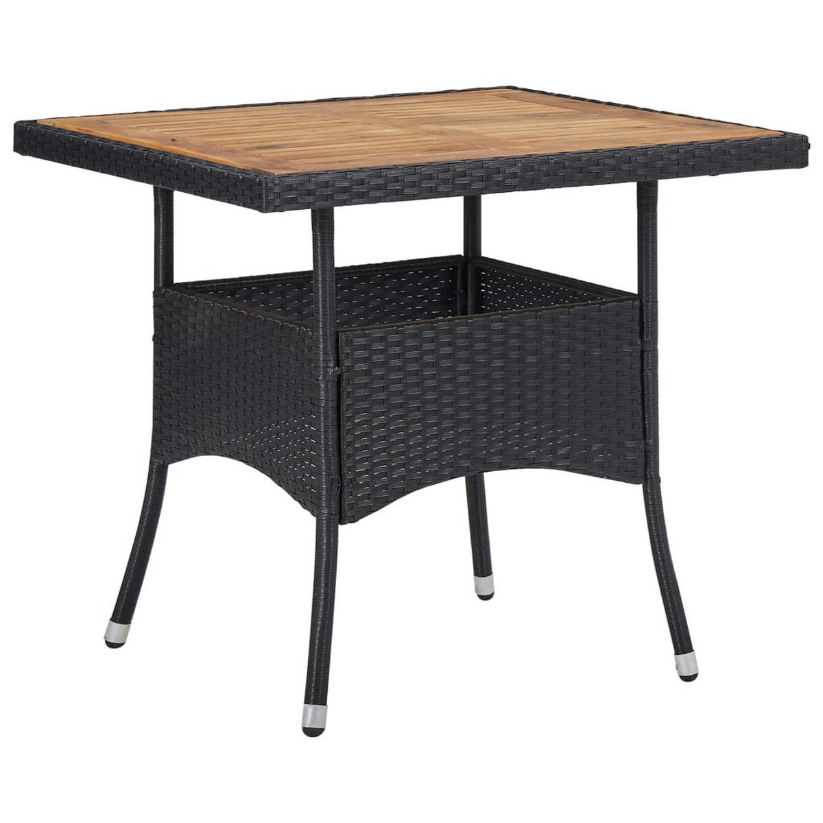 GARTEN-ESSGRUPPE 5Er Set Poly Rattan Und Akazienholz Schwarz - Schwarz, Kunststoff - vidaXL