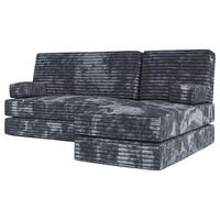 ECKSOFA NOTIA modulares Boneless Sofa mit Schlaffunktion Grau Kordstoff - Dunkelgrau, Textil (200/120cm) - MASSENO