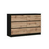 KOMMODE 6 Schubladen, Mattschwarz / Wotan-Eiche, 120 x 78 x 39 cm - Eiche Wotan/Schwarz, Holzwerkstoff (120/78/39cm) - 3XE LIVING