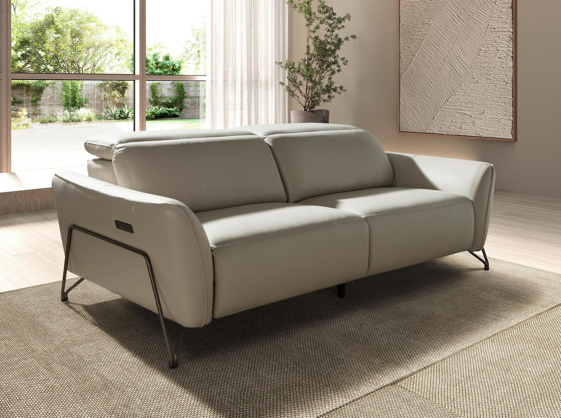 SOFA 3-sitziges relaxsofa in leder sand 213/111/104 cm - Beige, Leder (213/104/111cm) - ANGEL CERDA