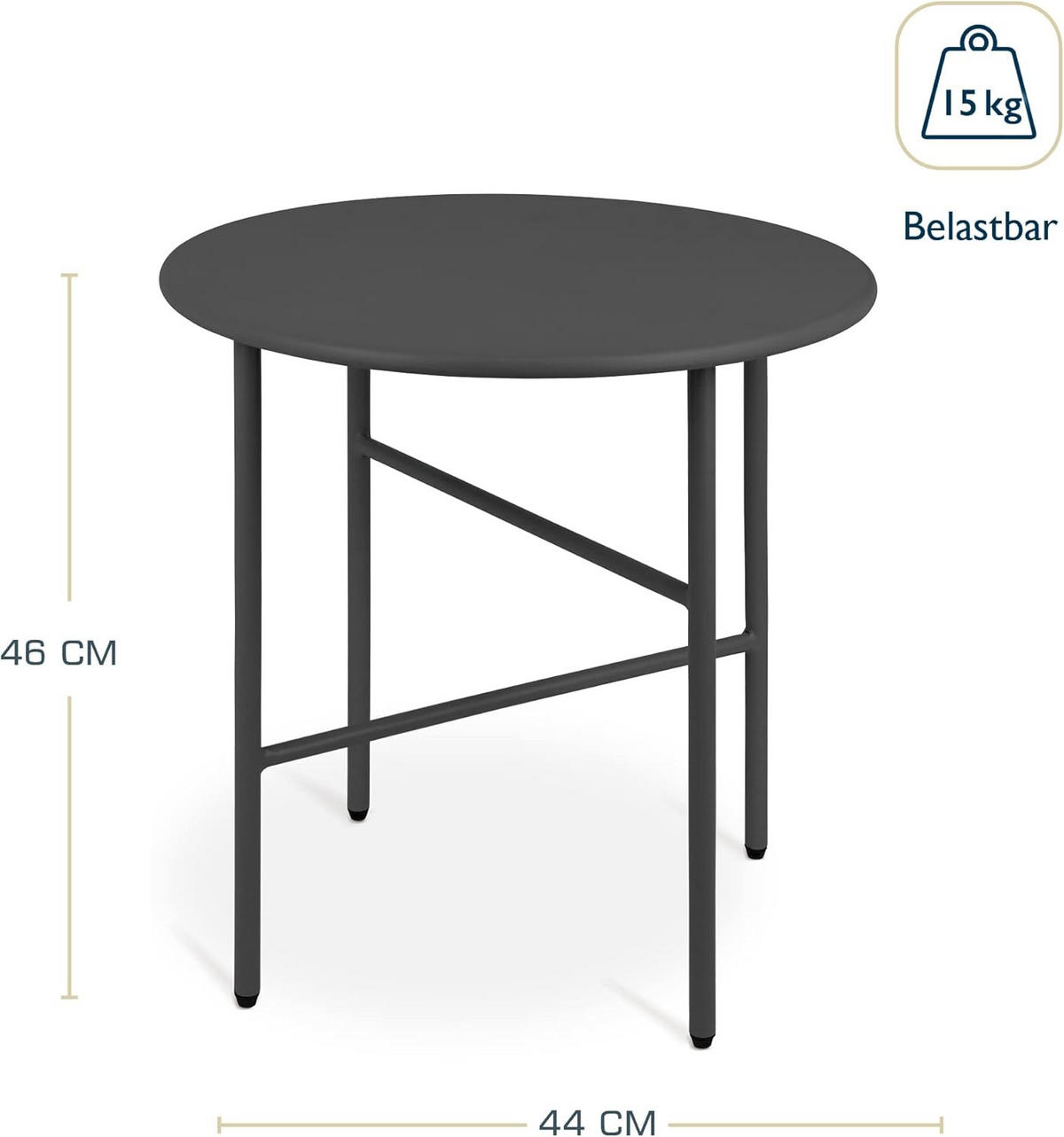 BEISTELLTISCH Finn 44/46 cm und 53/36 cm Schwarz (2tlg) - Schwarz, Metall (0.1/53/36cm) - BoMoe