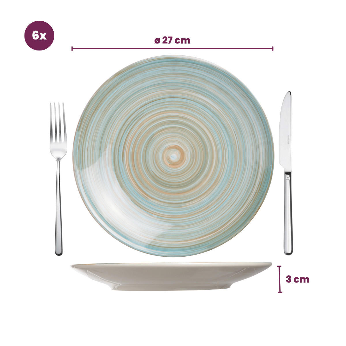 GESCHIRRSET24-TEILIG GESCHIRRSETTurbolino - Blau - 24-teilig / 6 Personen - Blau, Keramik (2/2/1cm) - Cosy & Trendy