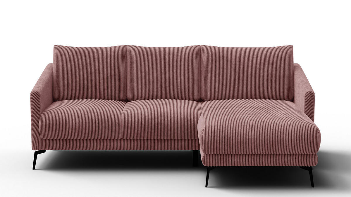 ECKSOFA VILT 3-Sitzer, altrosa - Schwarz/Altrosa, Holzwerkstoff/Textil (221/156cm) - Courtois Laville