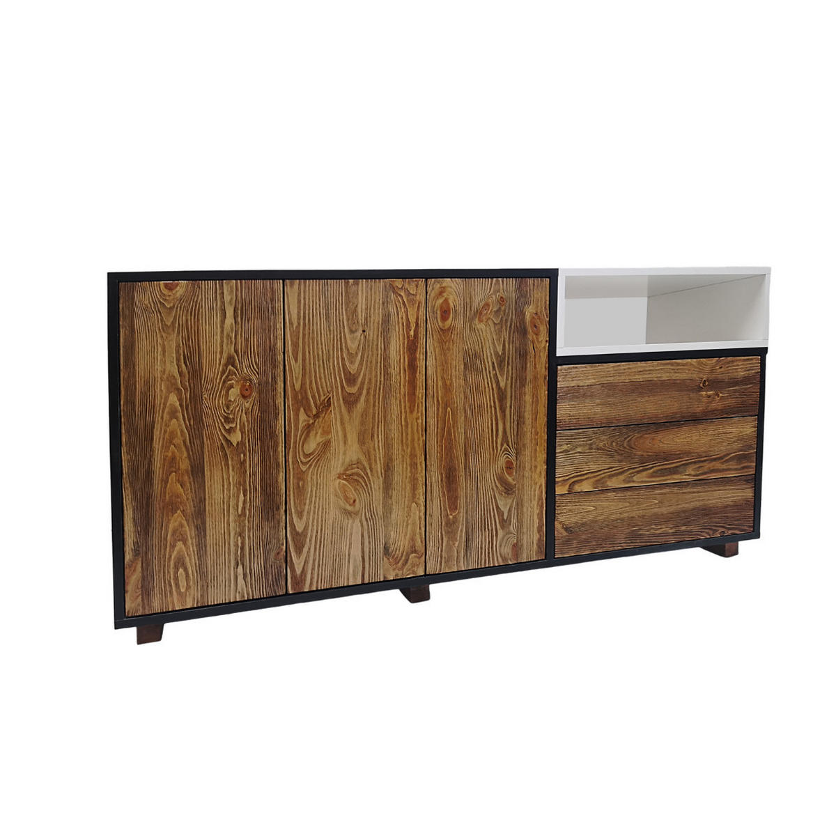 KOMMODE im skandinavischen Stil für Wohnzimmer oder Arbeitsbüro BERGEN I - Eichefarben, Holz (155/75/45cm) - Rawood Furniture
