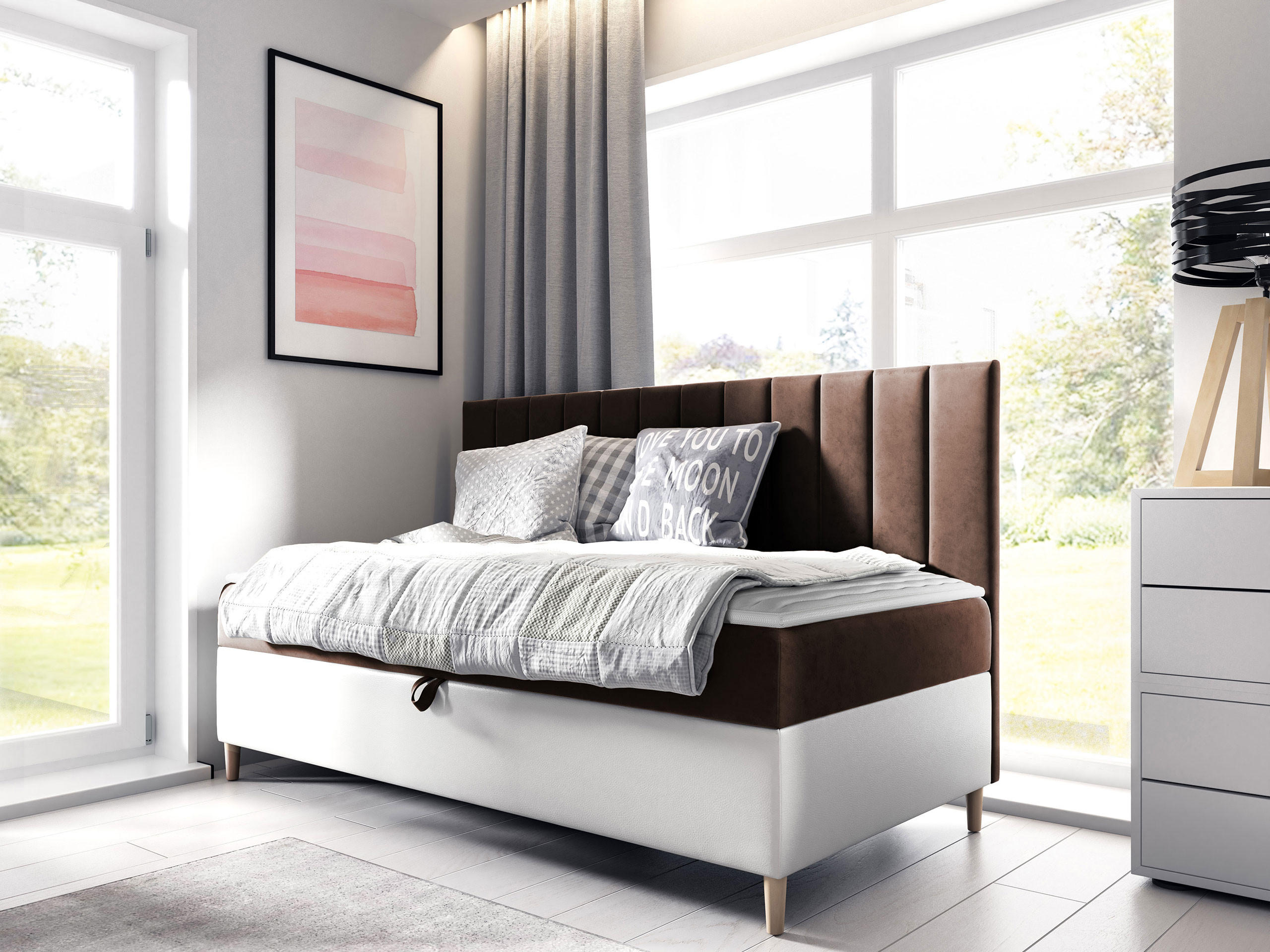 BOXBETT Maja Junior 2 - Weiß/Braun, Holz (100/200cm) - MIRJAN24