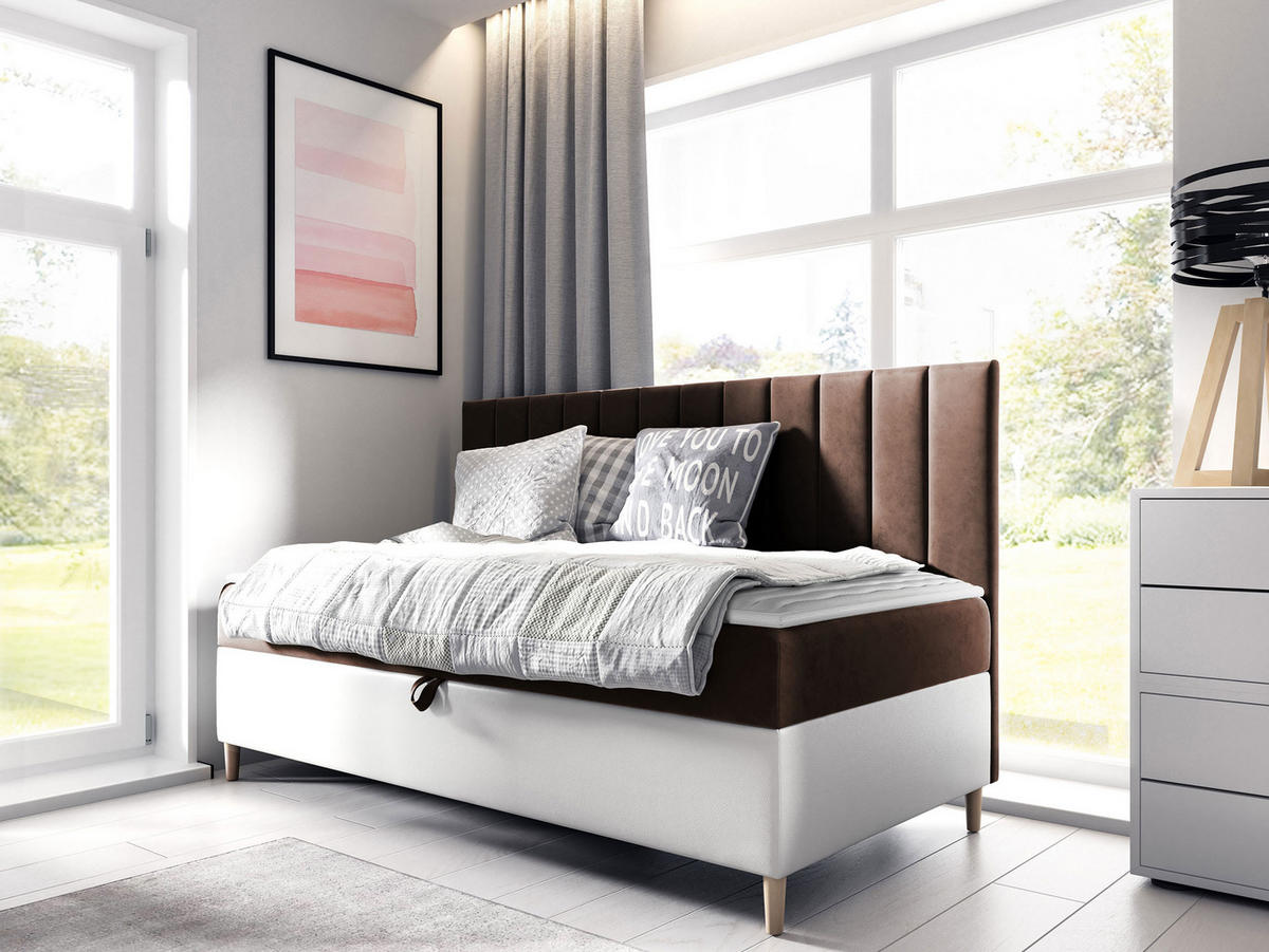 BOXBETT Maja Junior 2 - Weiß/Braun, Holz (100/200cm) - MIRJAN24