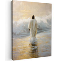 LEINWANDBILD Gemälde - Welle - Jesus - Abstrakt Wandbild Wohnzimmer 60x80 cm - Goldfarben, Textil (60/80cm) - MuchoWow