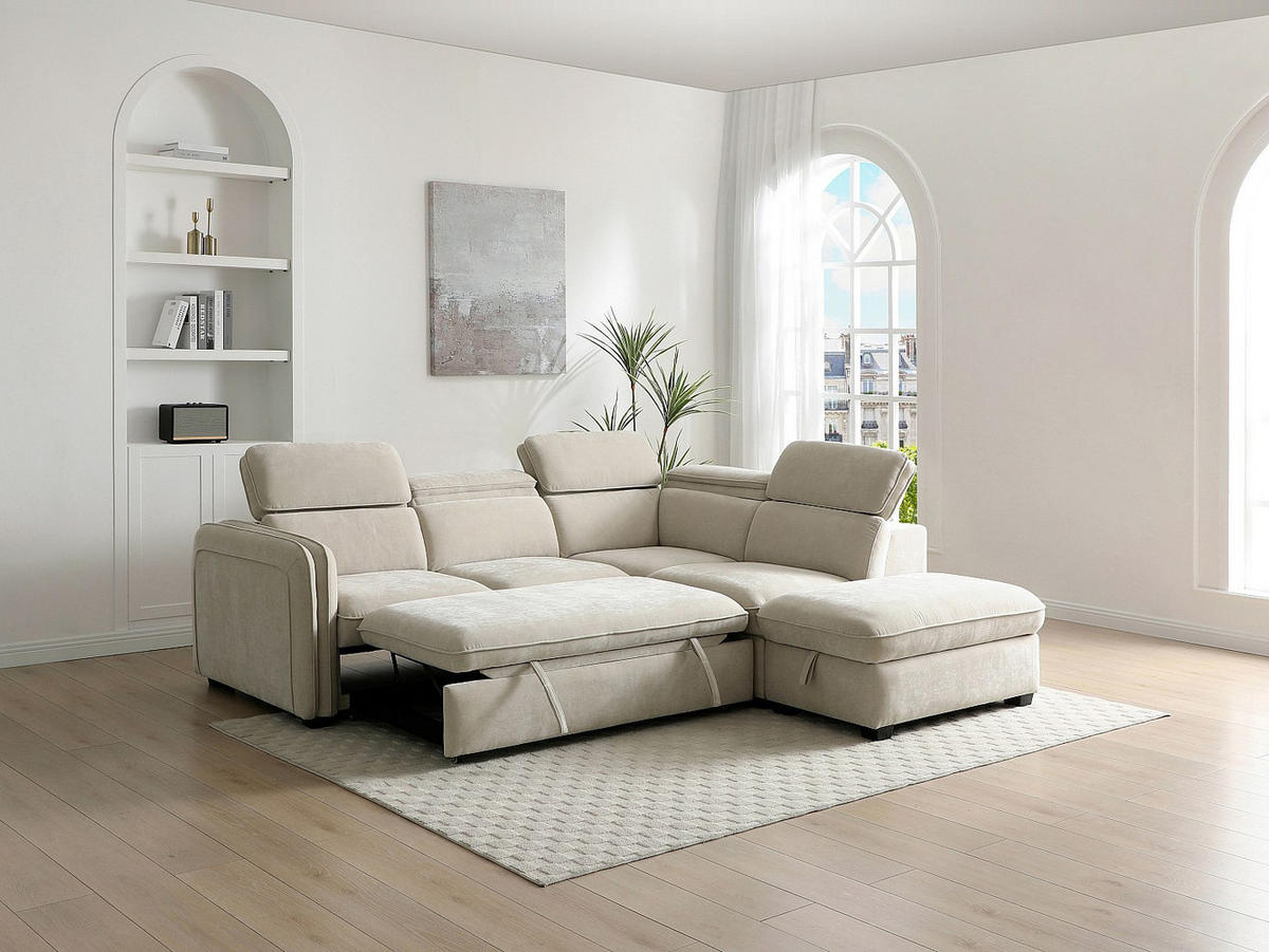 SCHLAFSOFA - 5 Personen - Stoff - Beige - Beige, Textil (255/80/230cm) - Vente-Unique
